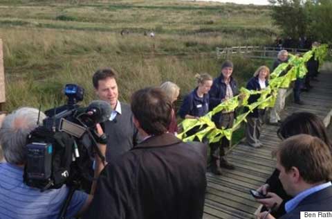 Clegg talking to a TV crew at the dogging spot